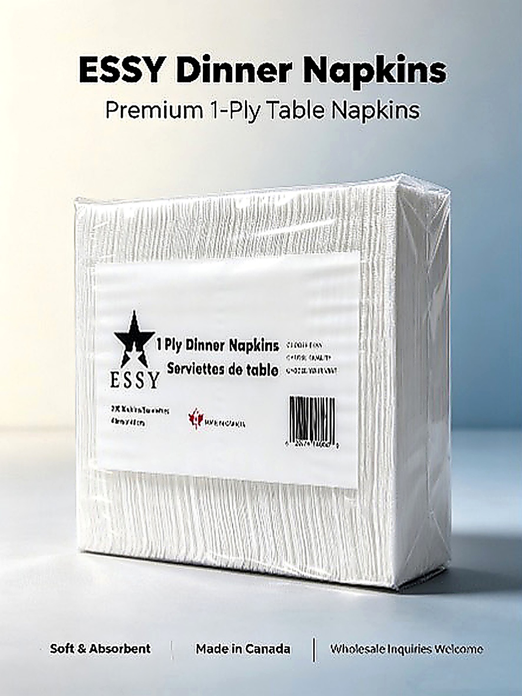 ESSY Dinner Napkin packaging and fold texture
