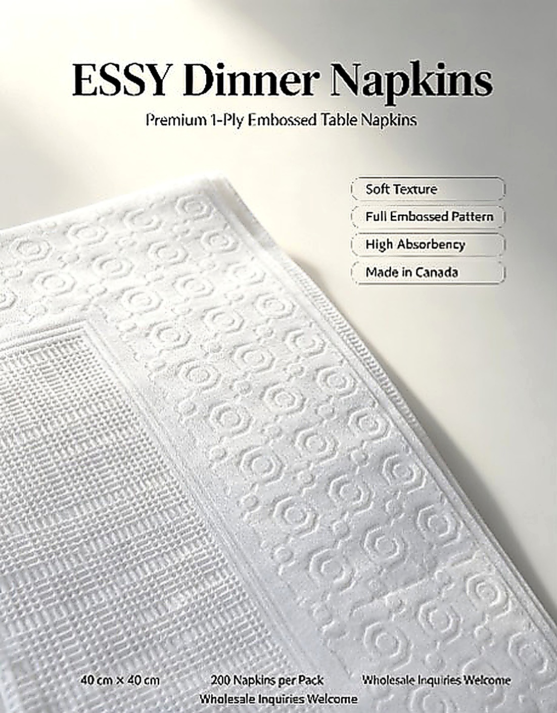 ESSY Dinner Napkin bulk stack presentation